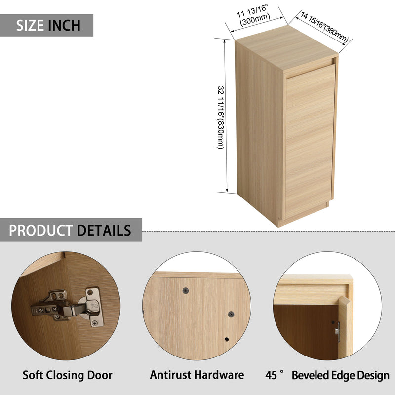92" Freestanding Bathroom Vanity With Sink, 1 Small Storage Cabinet, Soft Close Door - Ameican White Oak