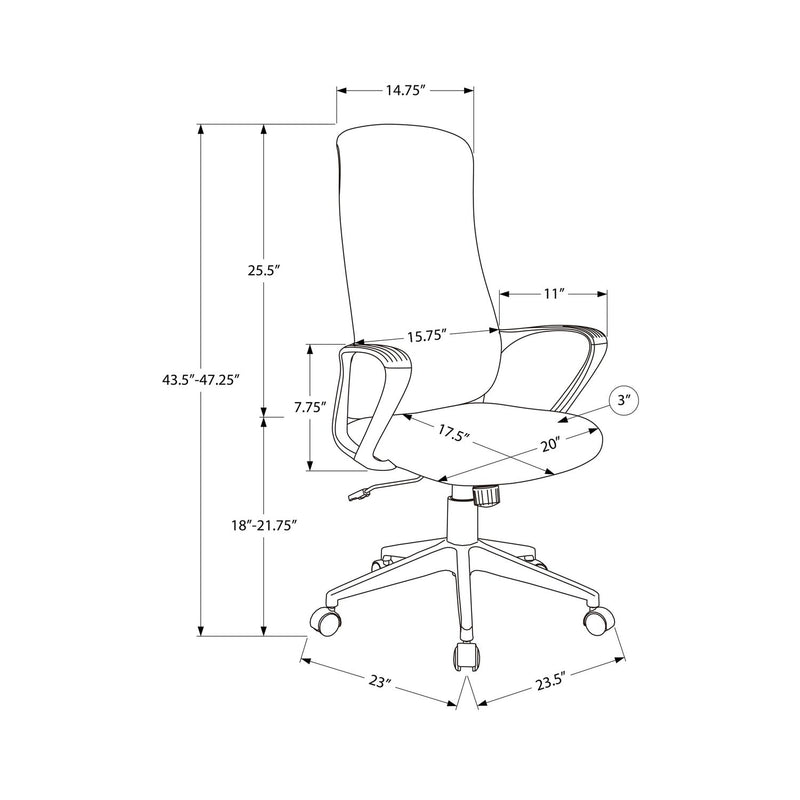 Office Chair With Adjustable Height, Armrests, Swivel - Black