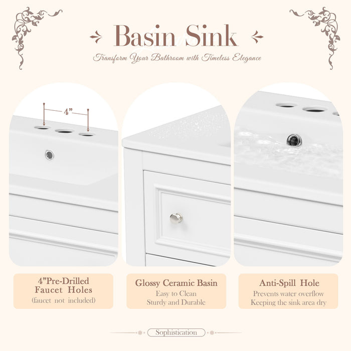 Bathroom Vanity With Medicine Cabinet, Storage Cabinet With 4 Drawers, Adjustable Shelf Mirror