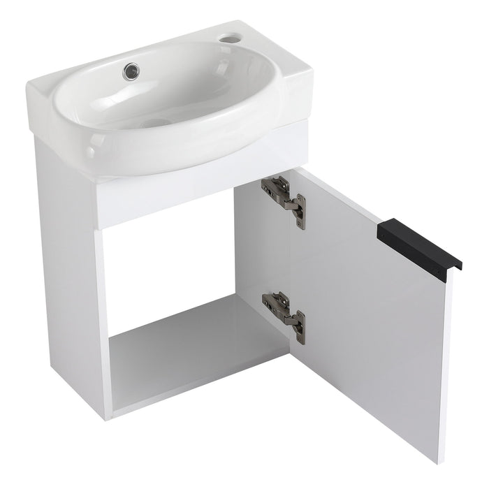 Wall Mounted Bathroom Vanity With Sink And Storage Rack, Soft Close Doors