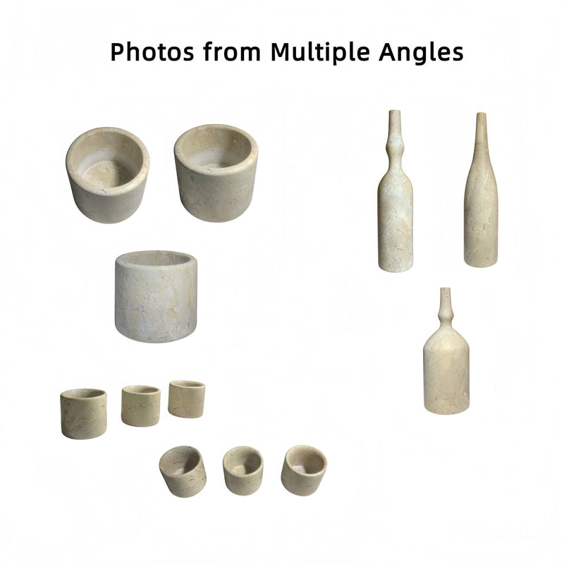 7 Pieces Luxury Natural Marble Living Room Accessories Set