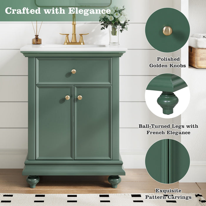 Modern Bathroom Vanity With Tip-Out Drawer And Soft-Close Hinges