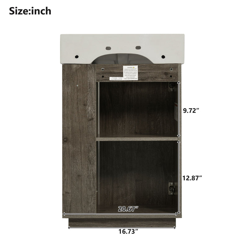 Bathroom Vanity With Sink, Freestanding Wood Grain Cabinet With Storage
