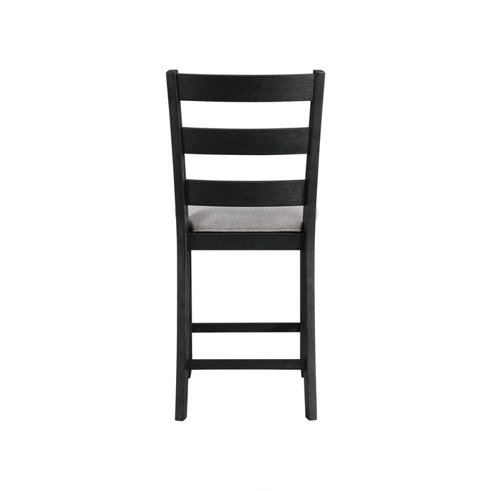 Martin Counter Side Chair with Grey Fabric - Black Finish (2 Per Carton)