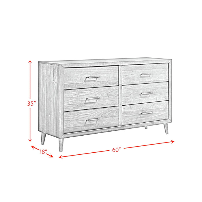 Malibu Bedroom Set with 2 Nightstands in Walnut