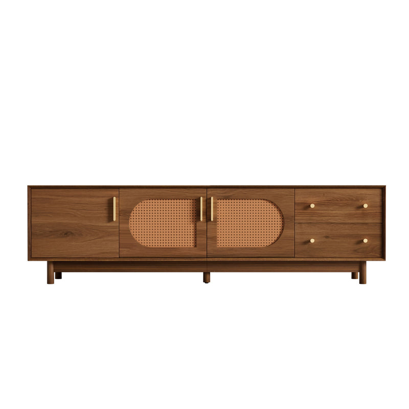 70" TV Stand With Beveled Edge Design - Brown