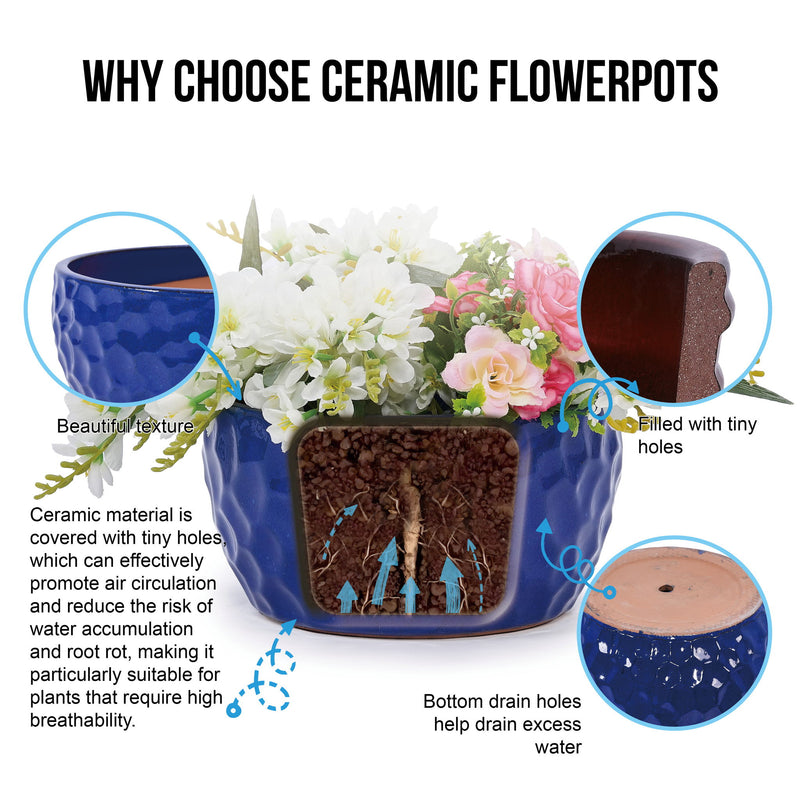 3 Pieces Ceramic Flowerpot