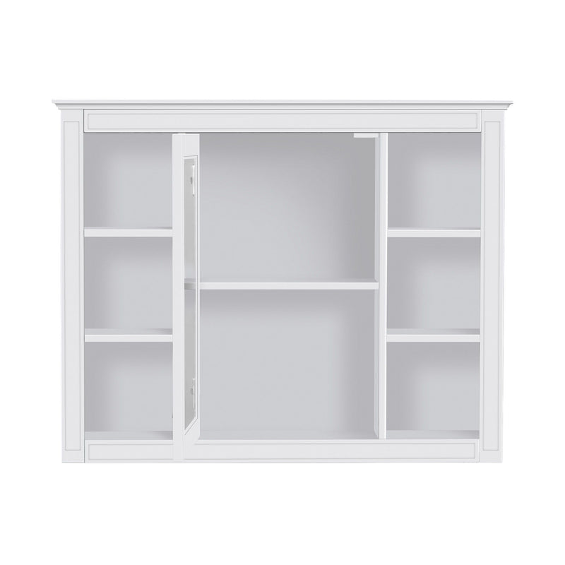 Wall Mounted Medicine Cabinet With Mirror, Storage Cabinet Featuring 6 Open Shelves And Adjustable Interior