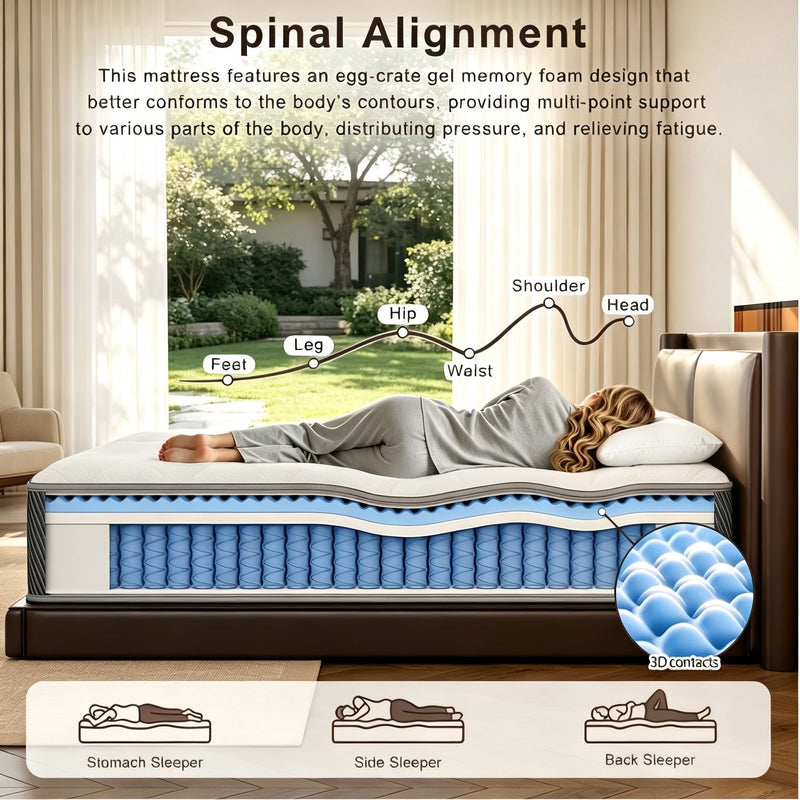 10" Hybrid Mattress With Individual Pocket Coils And Memory Foam