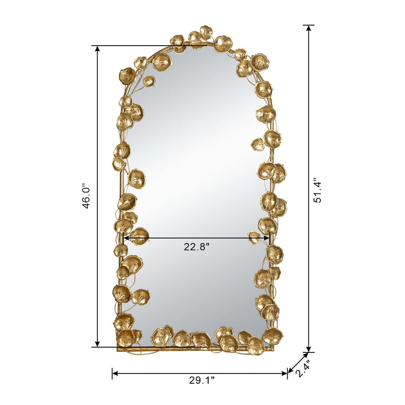 Full Length Arched Wall Mirror With en Leaf Accents Decorative Mirror For Living Room Bedroom - Gold