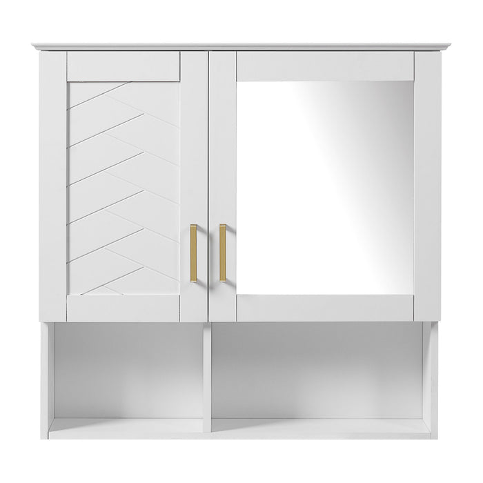 2 In 1 Wall-Mounted Mirror Cabinet With Adjustable Shelves, Soft-Close Doors, High-Definition Mirror & Storage