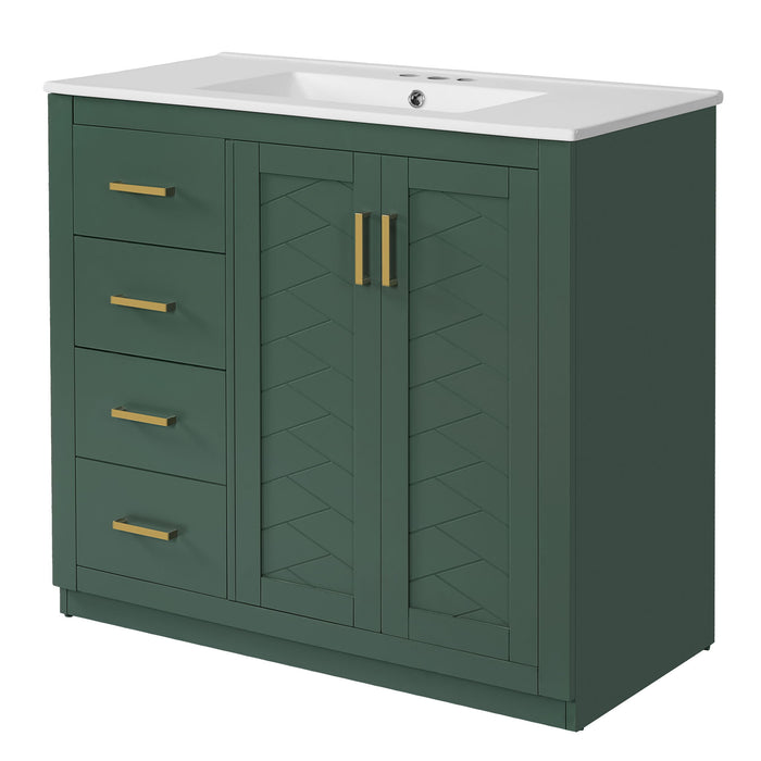 Bathroom Vanity With Sink Combo, Storage Cabinet, Freestanding Set With 3 Drawers & Soft Closing Doors