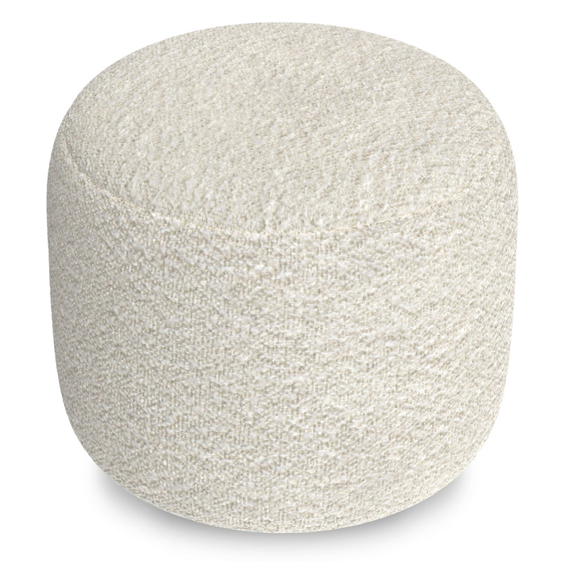 Chantal - Round Pouf - White