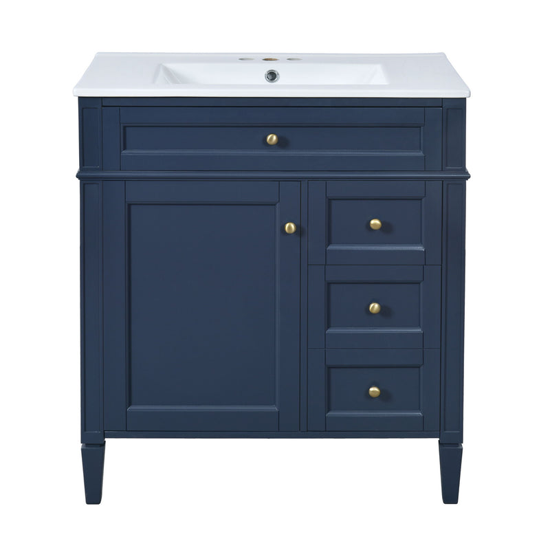Bathroom Vanity With Top Sink, 2 Drawers & Tip Out Drawer