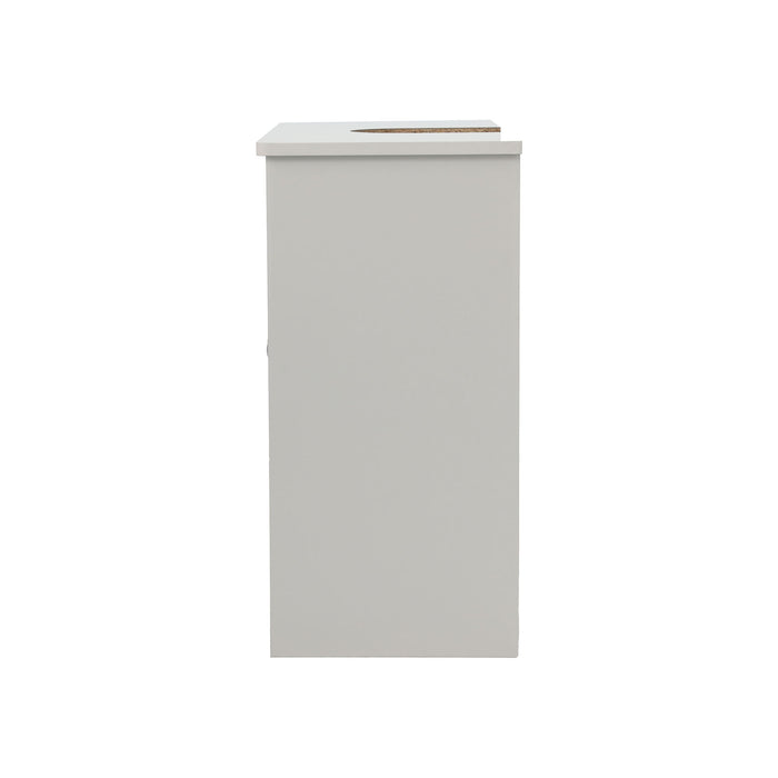 Louvered Double Door Floor Standing Bathroom Vanity Cabinet With Adjustable Shelf - White