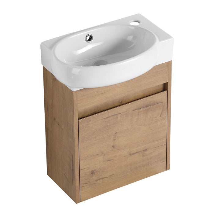 Modern Bathroom Vanity With Ceramic Basin, Wall Mounted Floating Sink Combo, Storage Cabinet