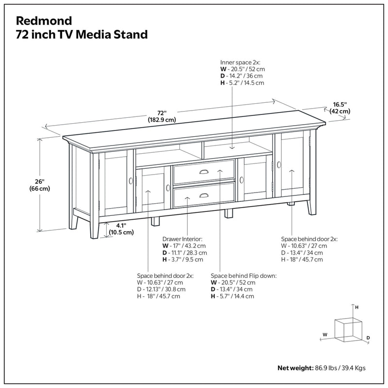 Redmond - TV Media Stand - Distressed Gray