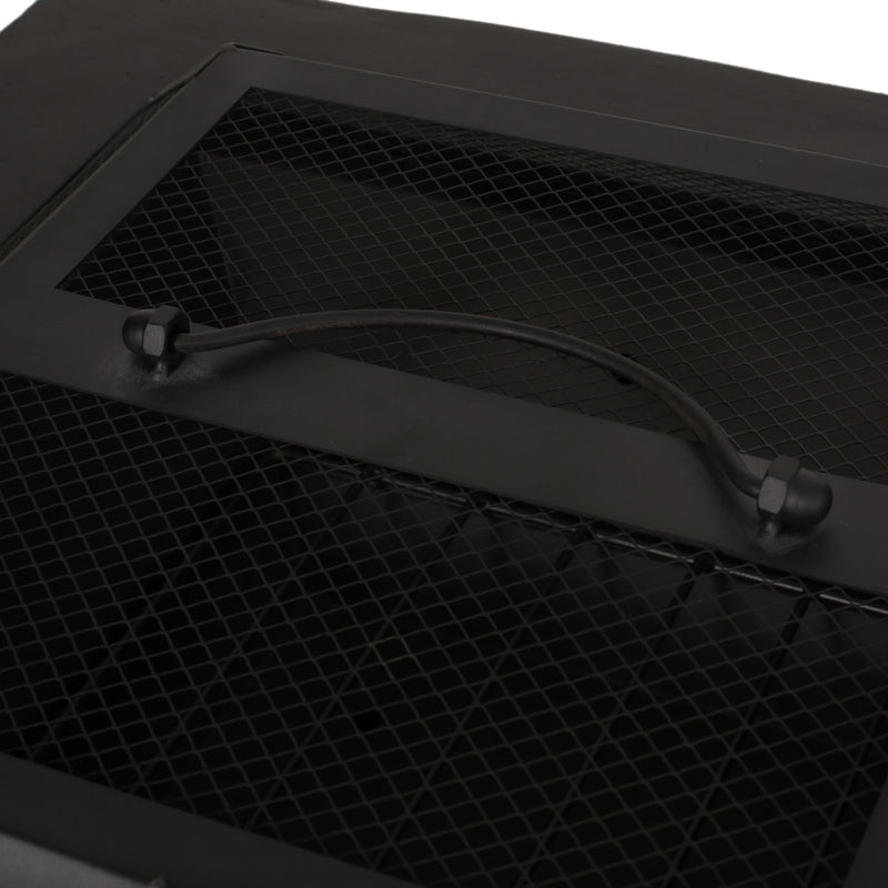 Outdoor Square Mgo Wood Burning Fire Pit - Dark Gray