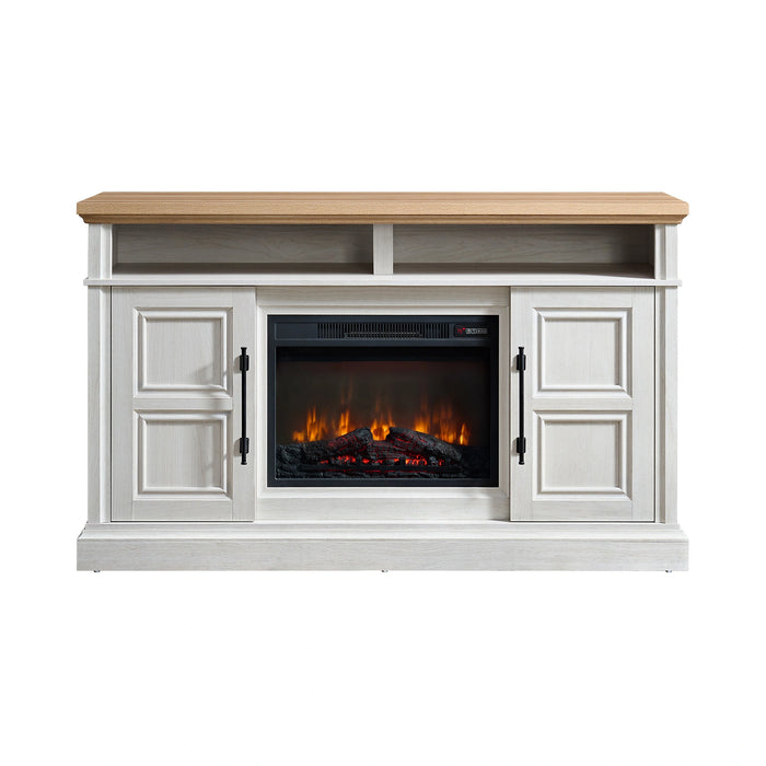 Villa Console with 23"" Fireplace Insert in White & Natural