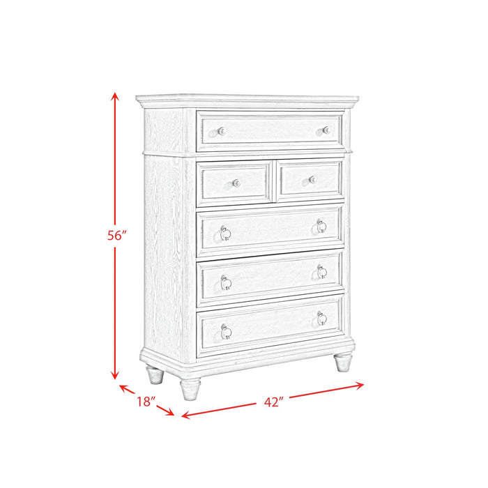 Whit-Ash 5-Drawer Chest in Light Grey