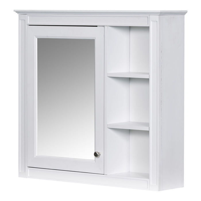 Bathroom Vanity With Top Sink, 2 Doors And 3 Drawers, Freestanding Set With Mirror Cabinet