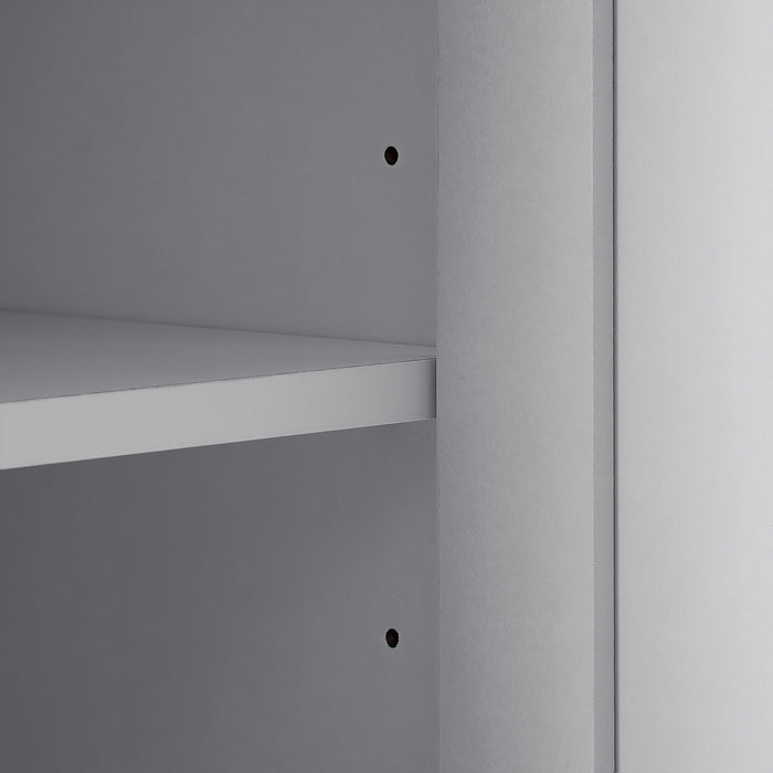 Tall Freestanding Bathroom Storage Cabinet With Adjustable Shelves And Side Hooks