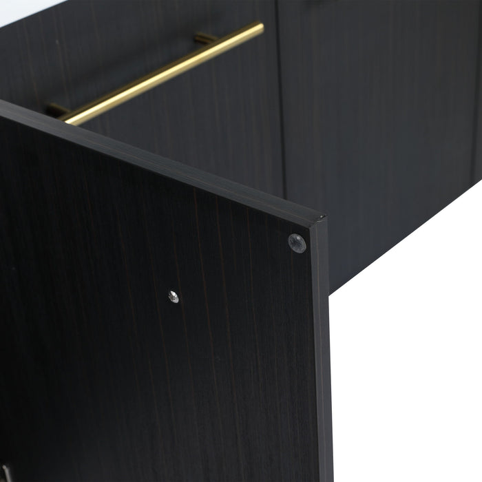 Modern Wall Mounted Bathroom Vanity With Left Sink And Storage Rack