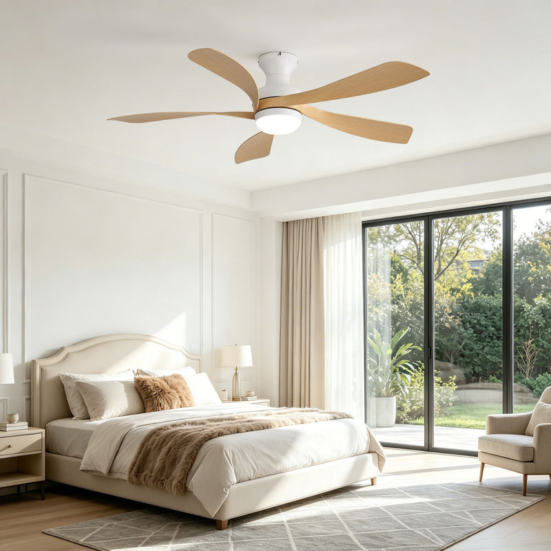 52" Ceiling Fan With 3 Color Dimmable LED Light, DC Reversible Motor, 6 Speed Settings