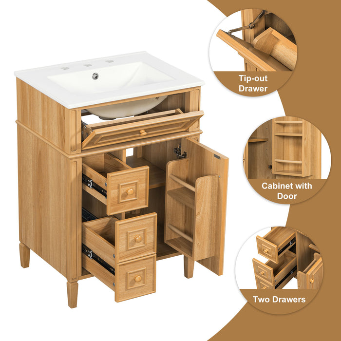 Bathroom Vanity With Flip Out Drawer, 2 Soft-Close Drawers