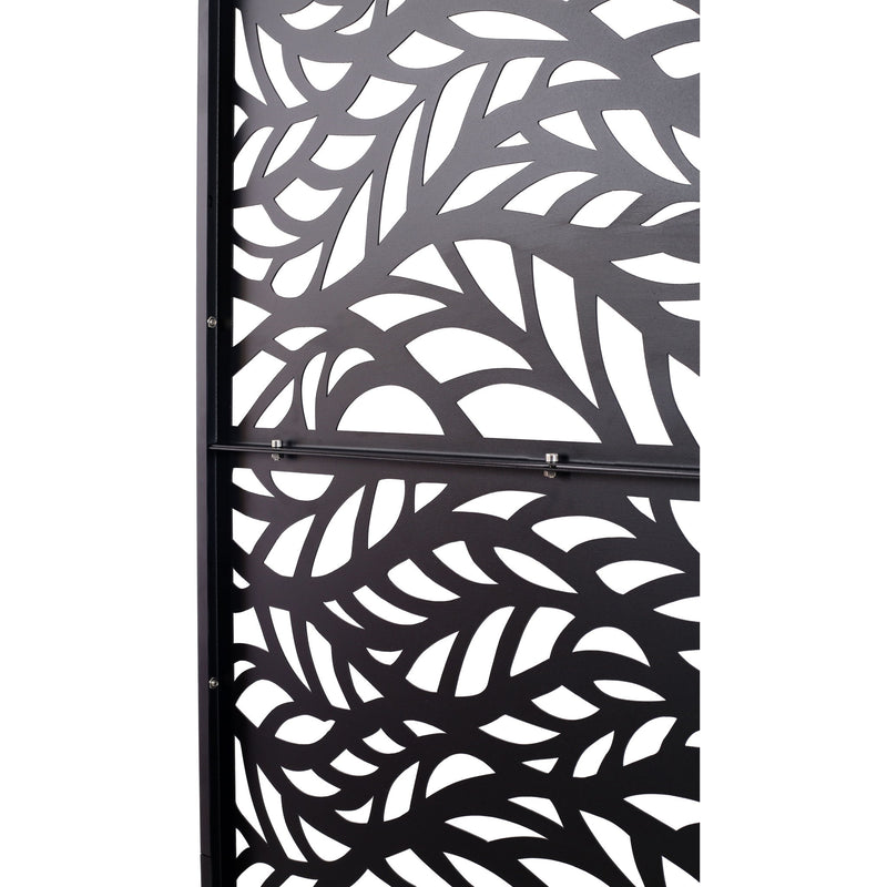 Outdoor & Indoor Privacy Screen Metal Privacy Screen, Freestanding Decorative Privacy Screen For Deck Balcony Patio - Black