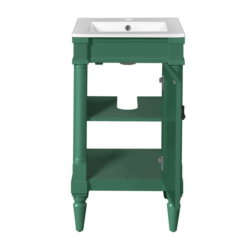 Bathroom Vanity With Sink, Storage Cabinet With Door, Drop In Sink, Compact Freestanding Design