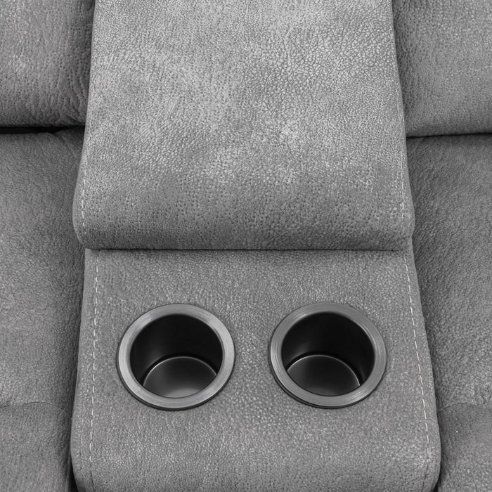 Linus - Zero Gravity Power Reclining Console Loveseat - Hudson Gray