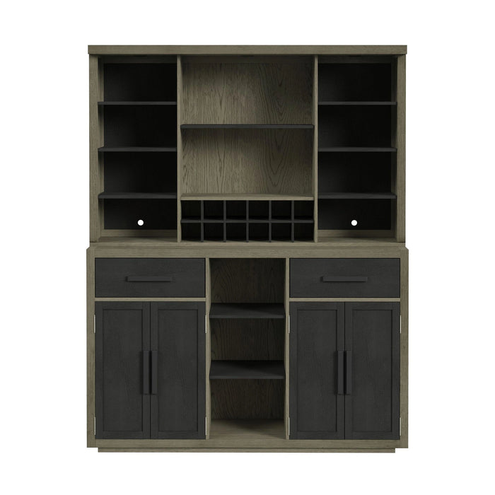 Jemma Buffet and Hutch with Light in Grey and Dark Espresso