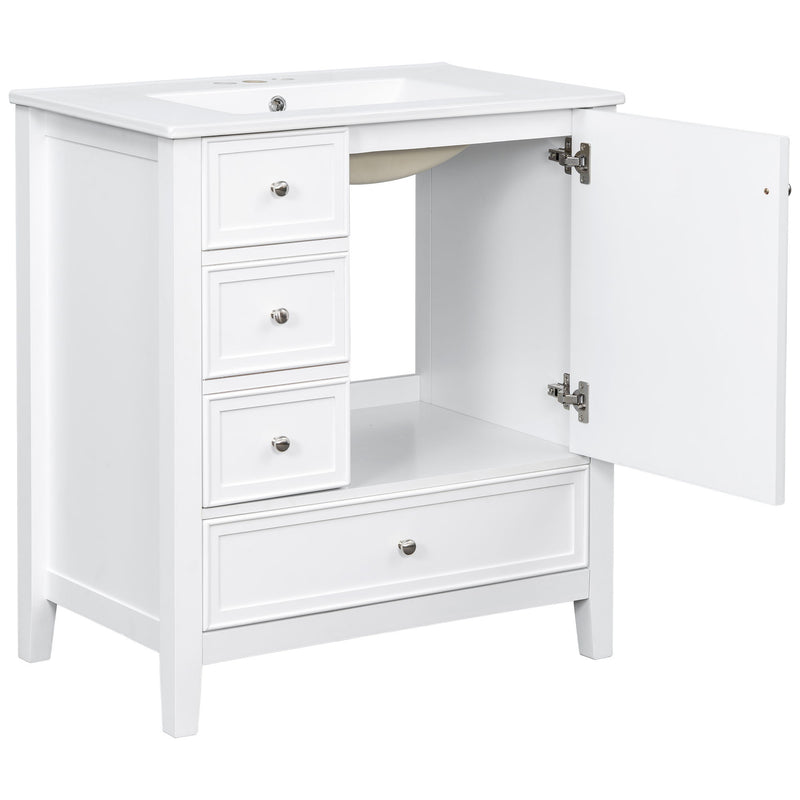 Modern Bathroom Vanity With Sink, 1 Cabinet & 3 Drawers