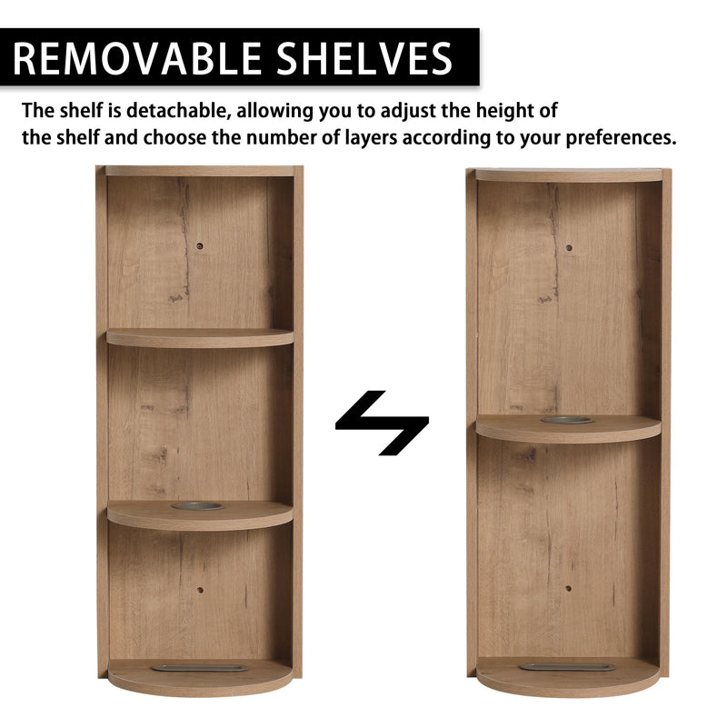 Modern Wall Mounted Bathroom Vanity With Ceramic Sink And Storage Rack, 2 Soft Close Drawers