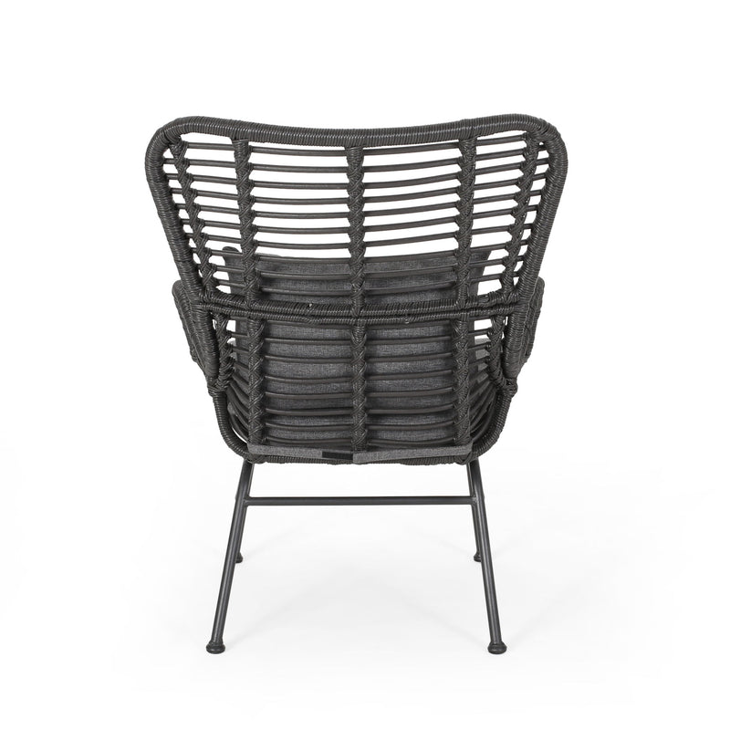 Modern Aesthetic Outdoor Rattan Accent Chair With Metal Legs