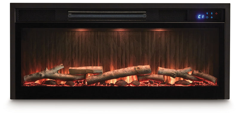 Entertainment Accessories - Fireplace Insert With Faux Birch Log Set - Black