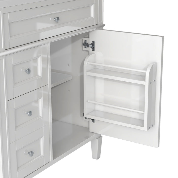 Bathroom Vanity With Medicine Cabinet, Royal Mirror Cabinet, Modern Bathroom Storage Cabinet With 2 Soft Closing Doors And 4 Drawers
