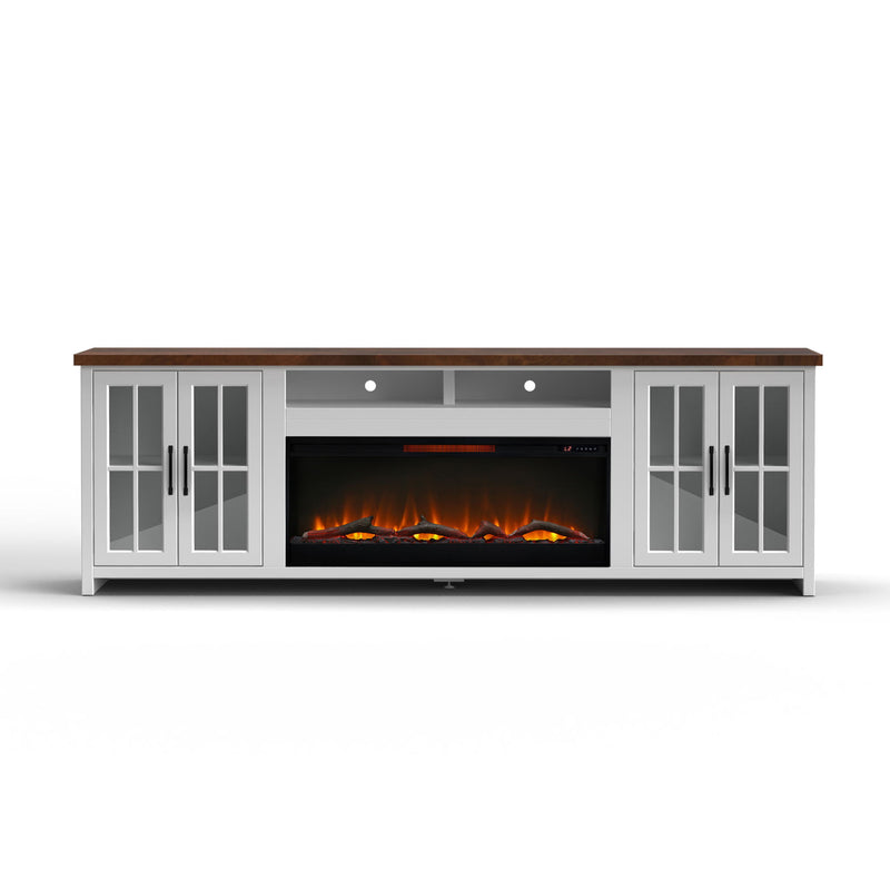 Fireplace TV Stand Console & Fixed Shelves