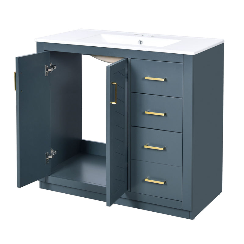 Bathroom Vanity With Sink Combo, Storage Cabinet, Freestanding Set With 3 Drawers & Soft Closing Doors