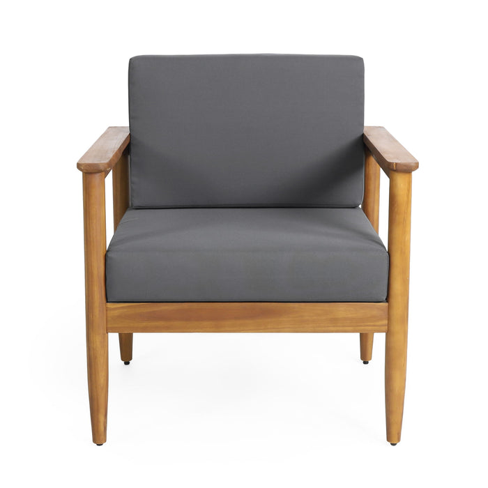 Outdoor Club Chair, Patio Chair With Teak Acacia Wood Frame - Dark Gray