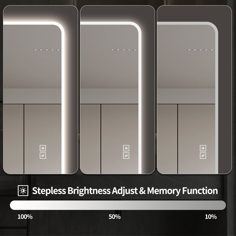 LED Full Length Mirror With Frosted Edge Lighting, 3 Color Temperatures