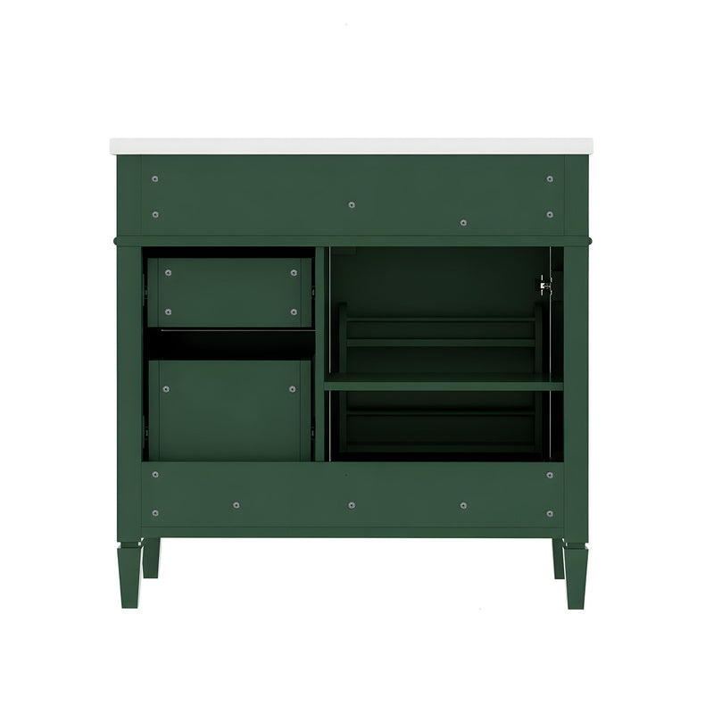 Bathroom Vanity With Sink, Rectangular Storage Cabinet & 2 Drawers And Tip Out Drawer