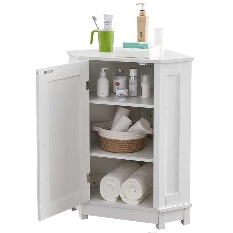 Bathroom Cabinet Triangle Corner Storage Cabinet With Adjustable Shelf Modern Style