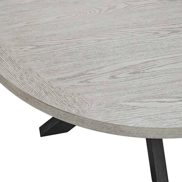 Axel - 5 Piece Standard Height Dining Set (Round Table And Four Fabric Chairs) - Espresso / Light Gray