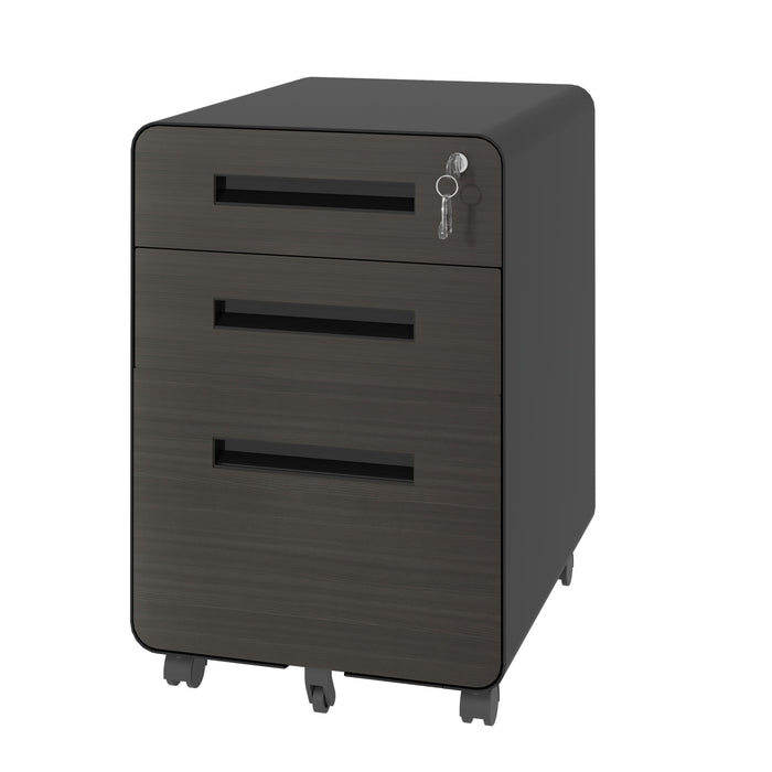3-Drawer Mobile File Cabinet With Lock, On Casters, Holds A4/Letter Files