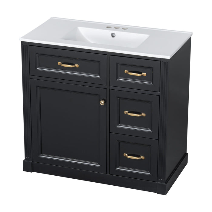 Modern Bathroom Vanity With Sink, 4 Drawers, Soft-Close Door, Adjustable Shelf