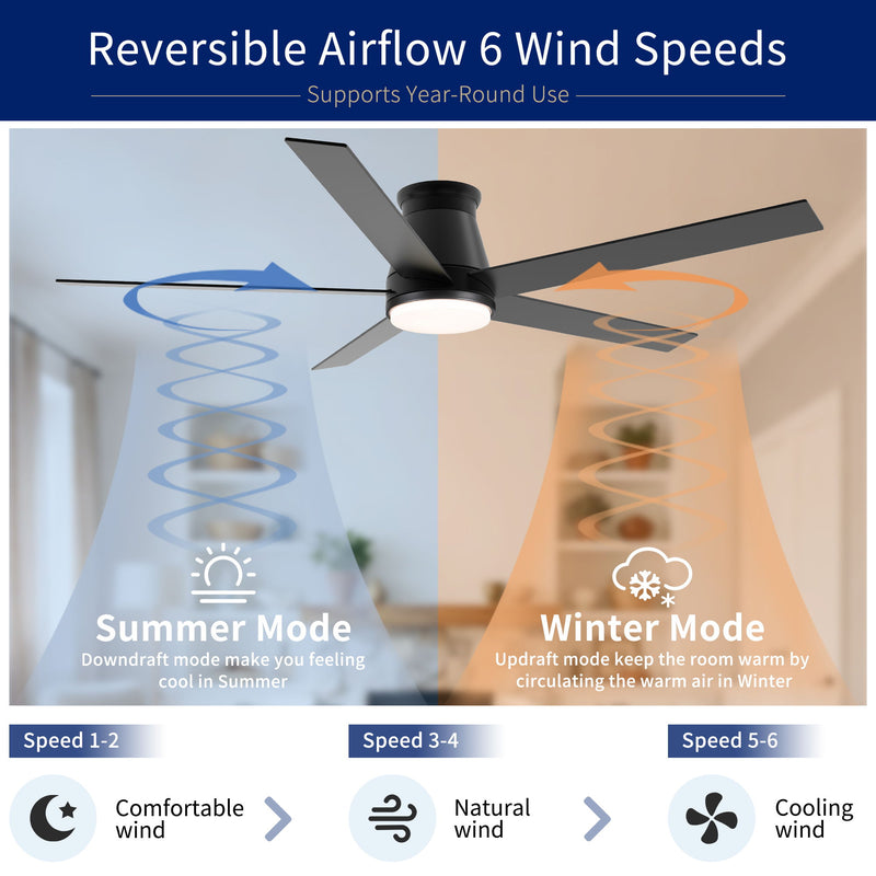 Flush Mount Ceiling Fan With Light