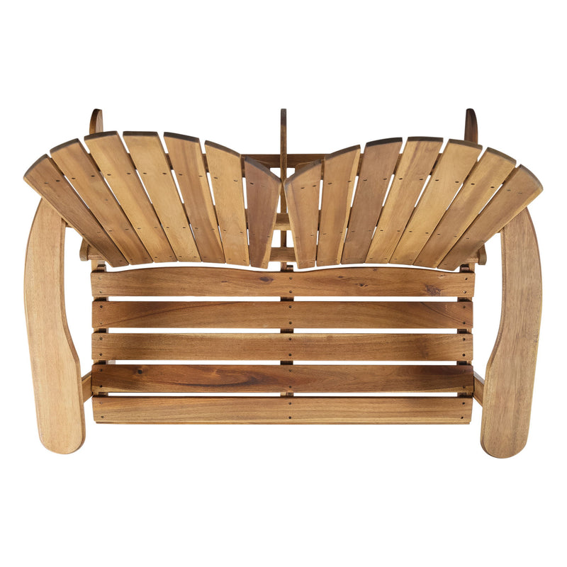 Outdoor Adirondack Rocking Loveseat With Hand Crafted Details