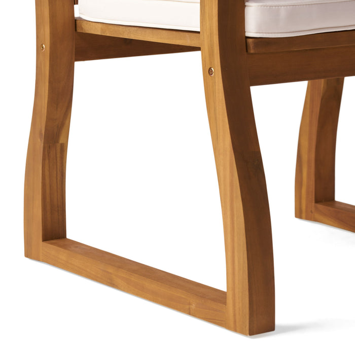 Della - Wood Armchair (Set of 2) Outdoor Dining Chairs - Cream